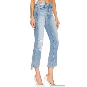 MOTHER The Insider High Rise Crop Step Fray Bootcut Jeans in Love in A Boat